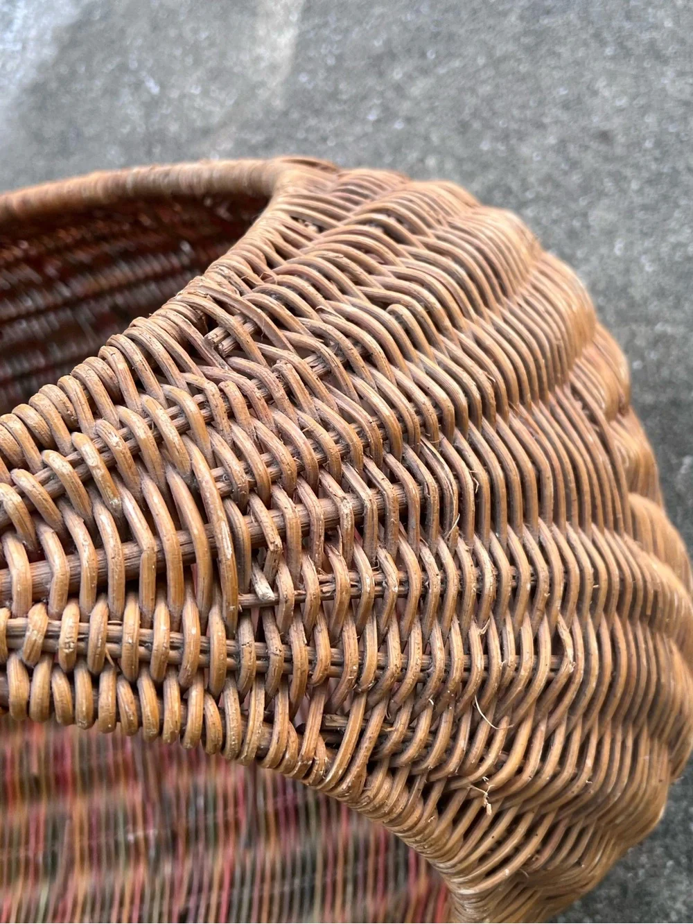 Vintage 1970s Sculptural Wicker Canoe Basket
